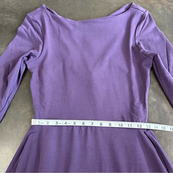 NWT Pact Organic Cotton Fit & Flare Open Twist Back Midi Dress With Pockets - Picture 3 of 12